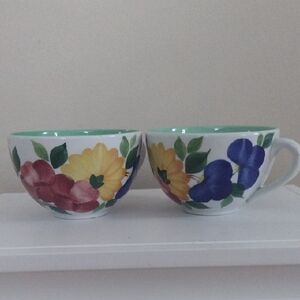 Galvani Floral Pattern Coffee Mugs Ceramic Italy  Like New
